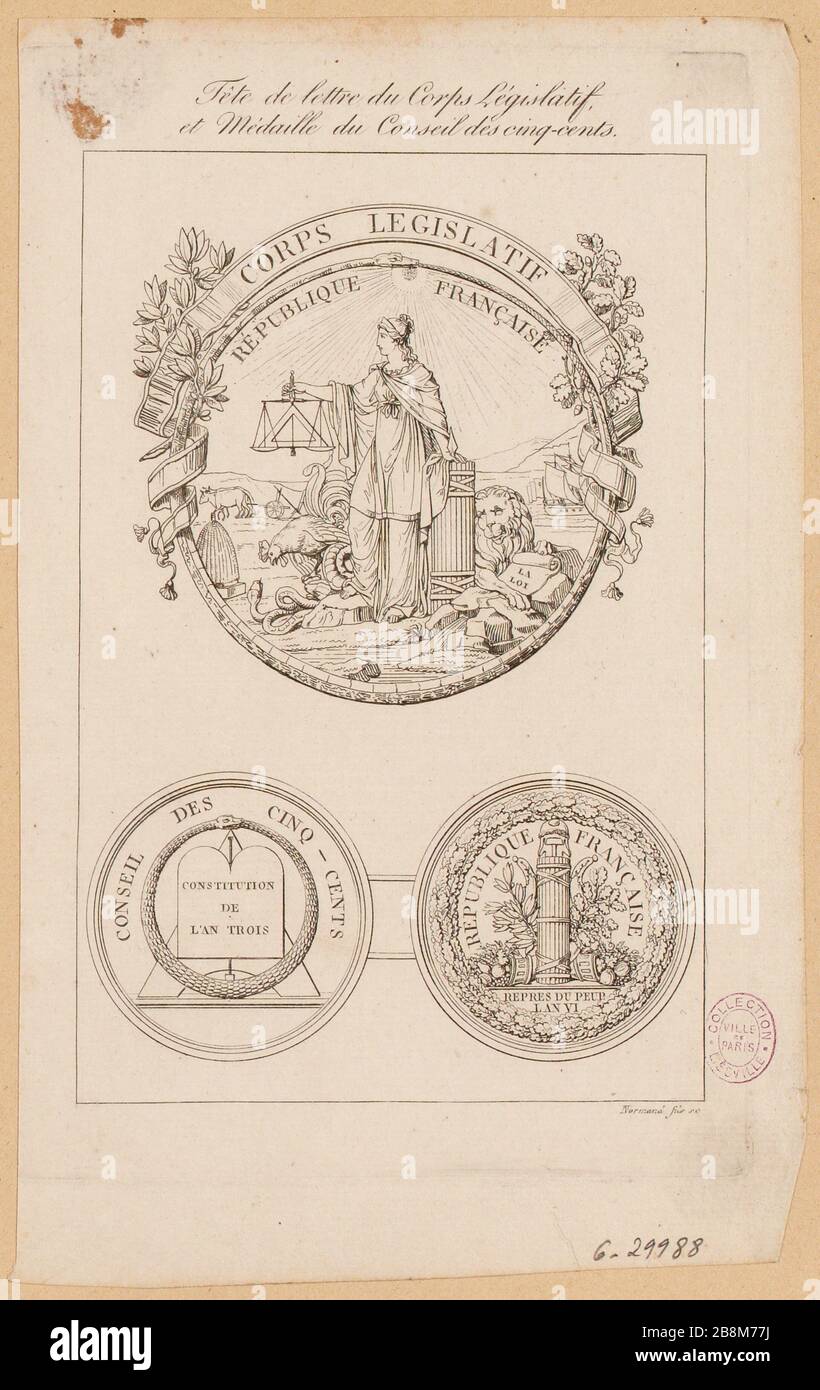 Papier à en-tête de la législature, et / médaille du Conseil de cinq cents. (IT) Banque D'Images