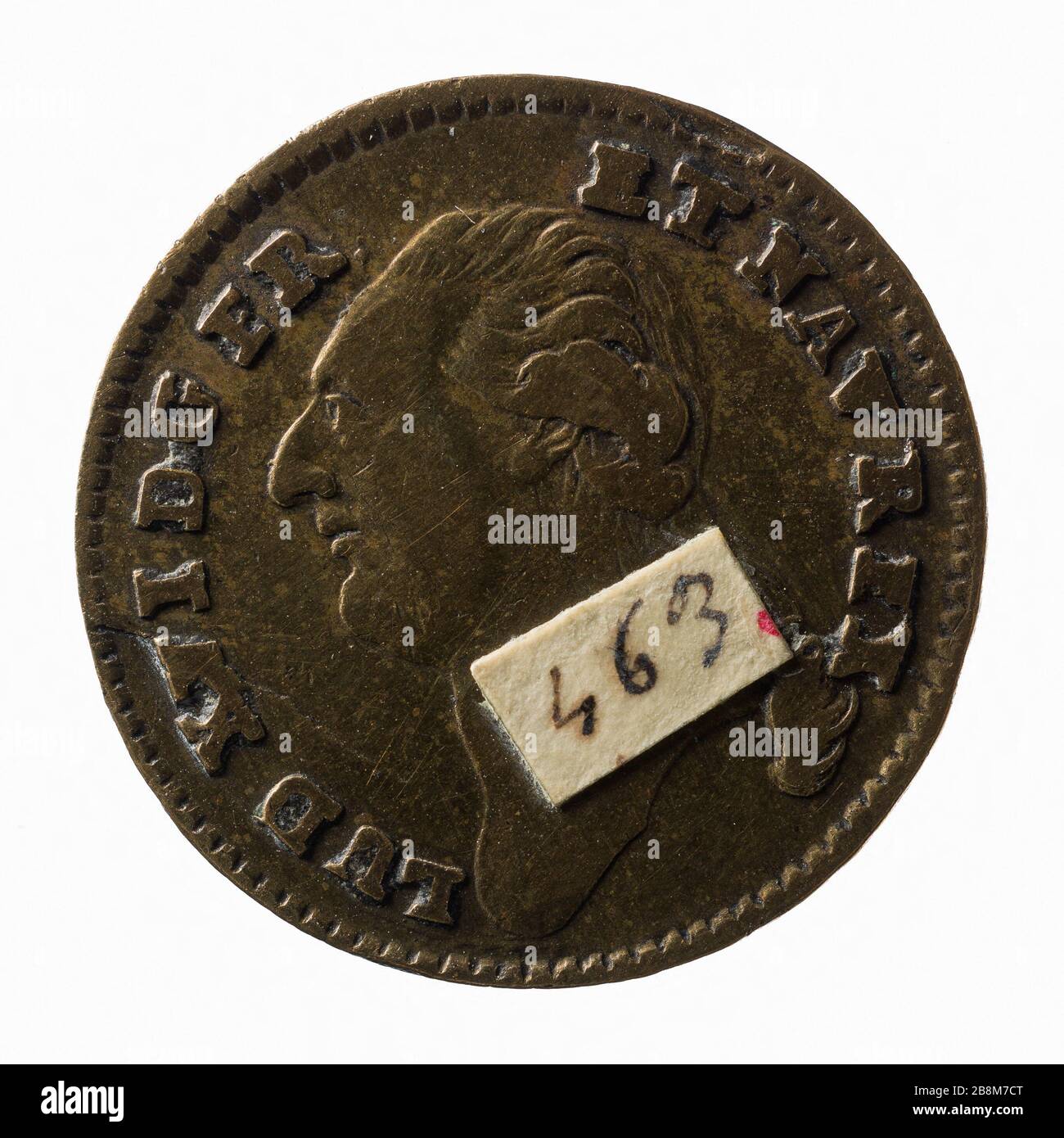 Louis XVI, roi de France (1774-1792) Anonyme. Monnaie de Louis XVI, roi de France (1774-1792). Laiton. 1791. Paris, musée Carnavalet. Banque D'Images