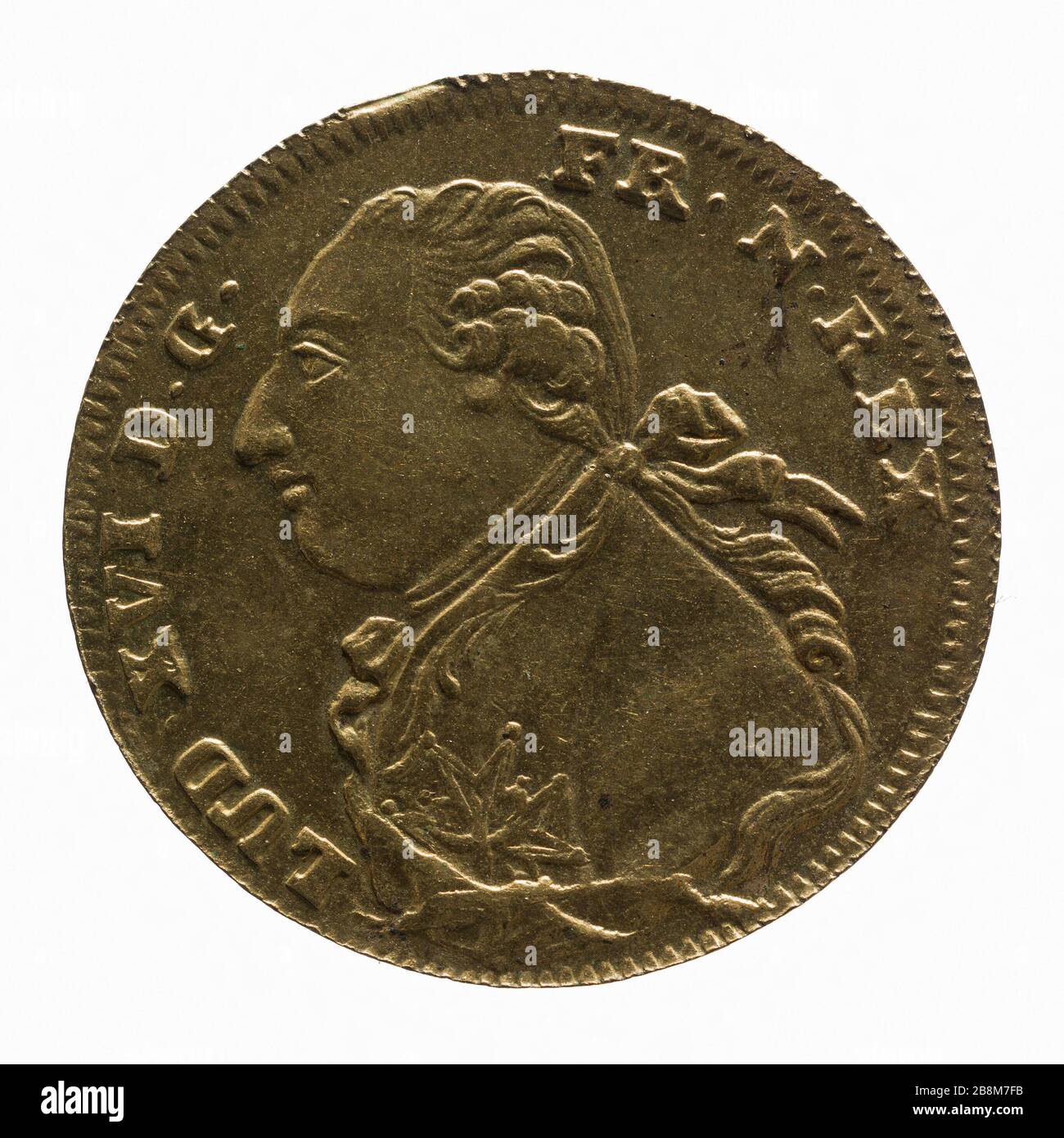 Louis XVI, roi de France (1774-1792) Anonyme. Monnaie de Louis XVI, roi de France (1774-1792). Laiton. 1792. Paris, musée Carnavalet. Banque D'Images