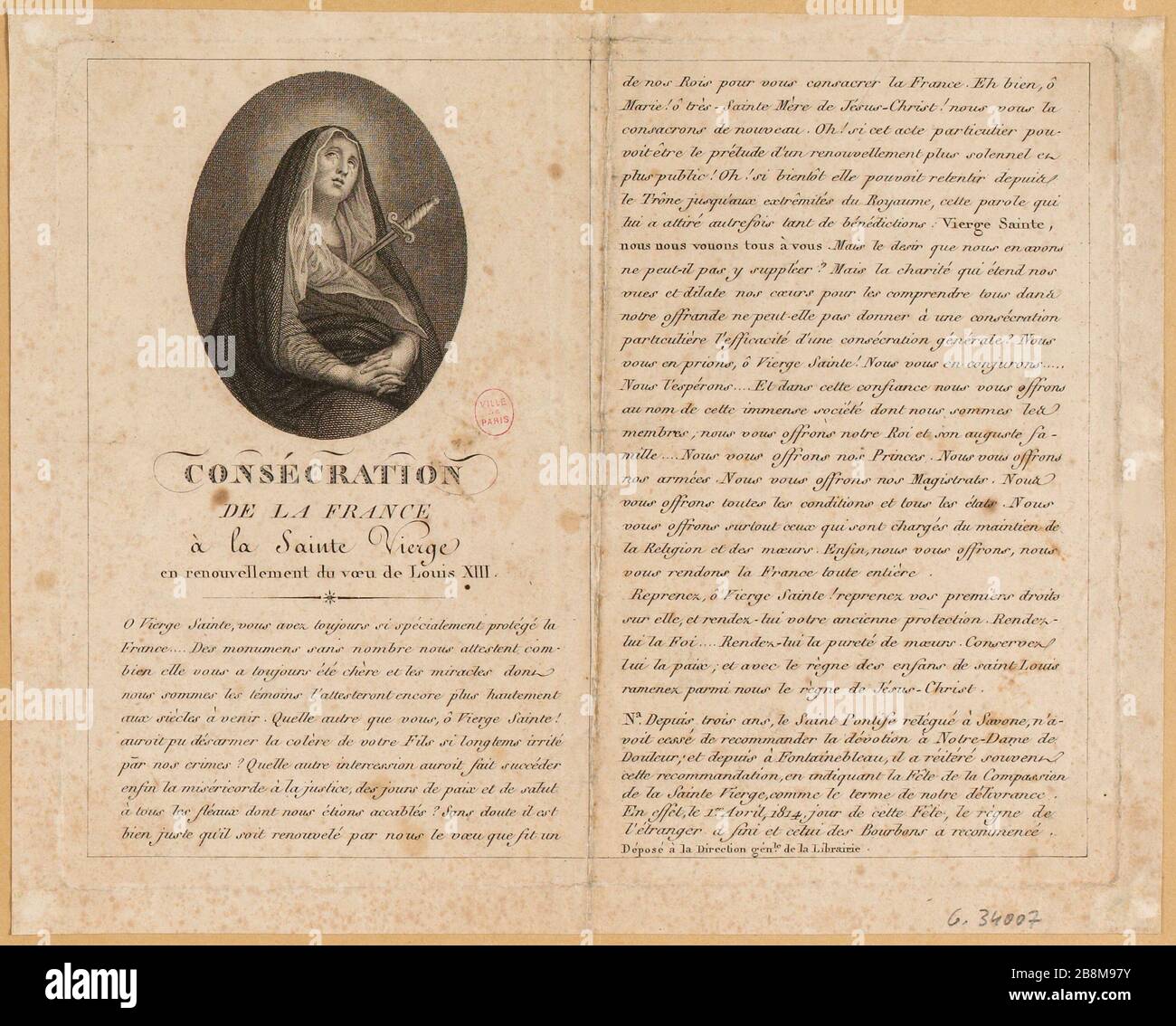 Consécration de la France à Marie en renouvelant le voeu de Louis XIII (IT) Banque D'Images