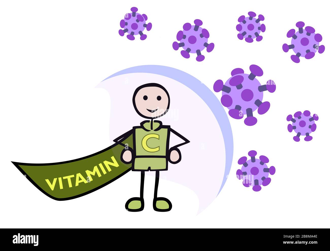 concept santé vitamine c super-héros vert protégé contre une attaque virale par jziprien Illustration de Vecteur