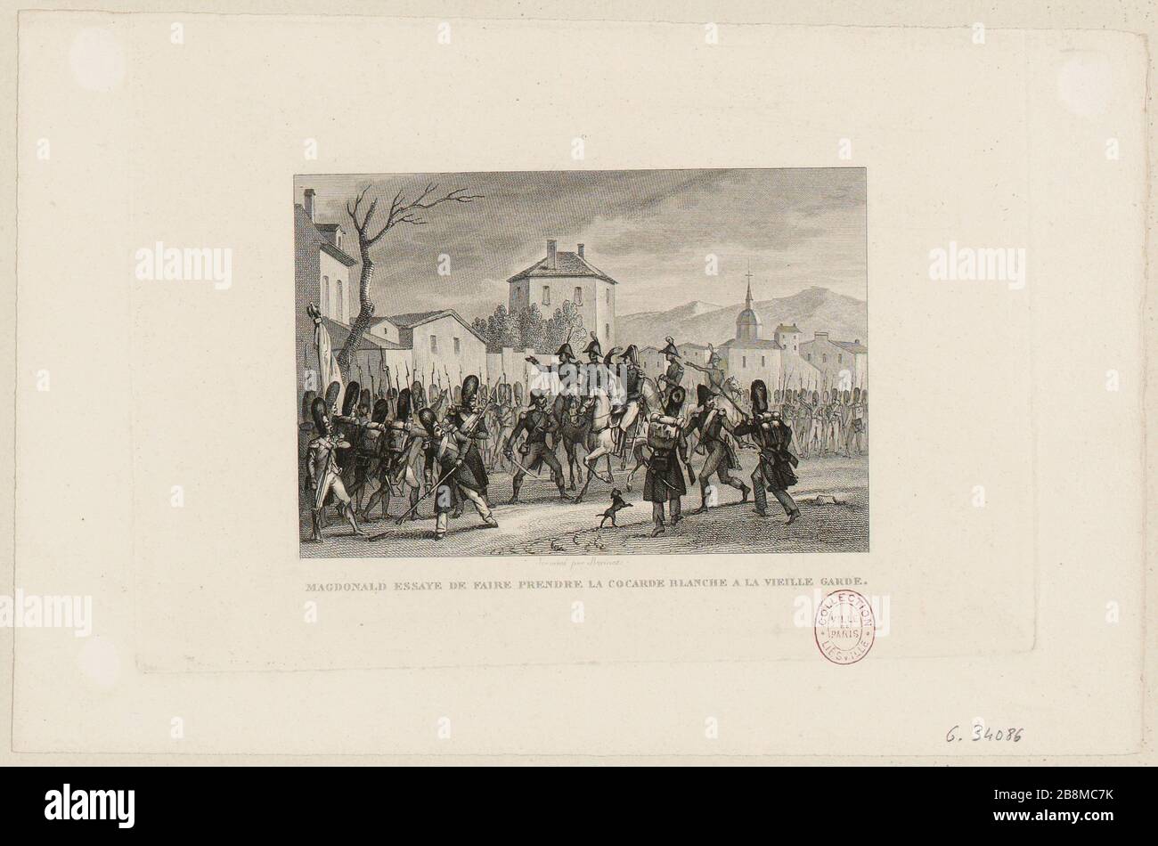 MacDonald essaie de prendre la cocarde blanche à l'ancienne garde. (IT) Banque D'Images