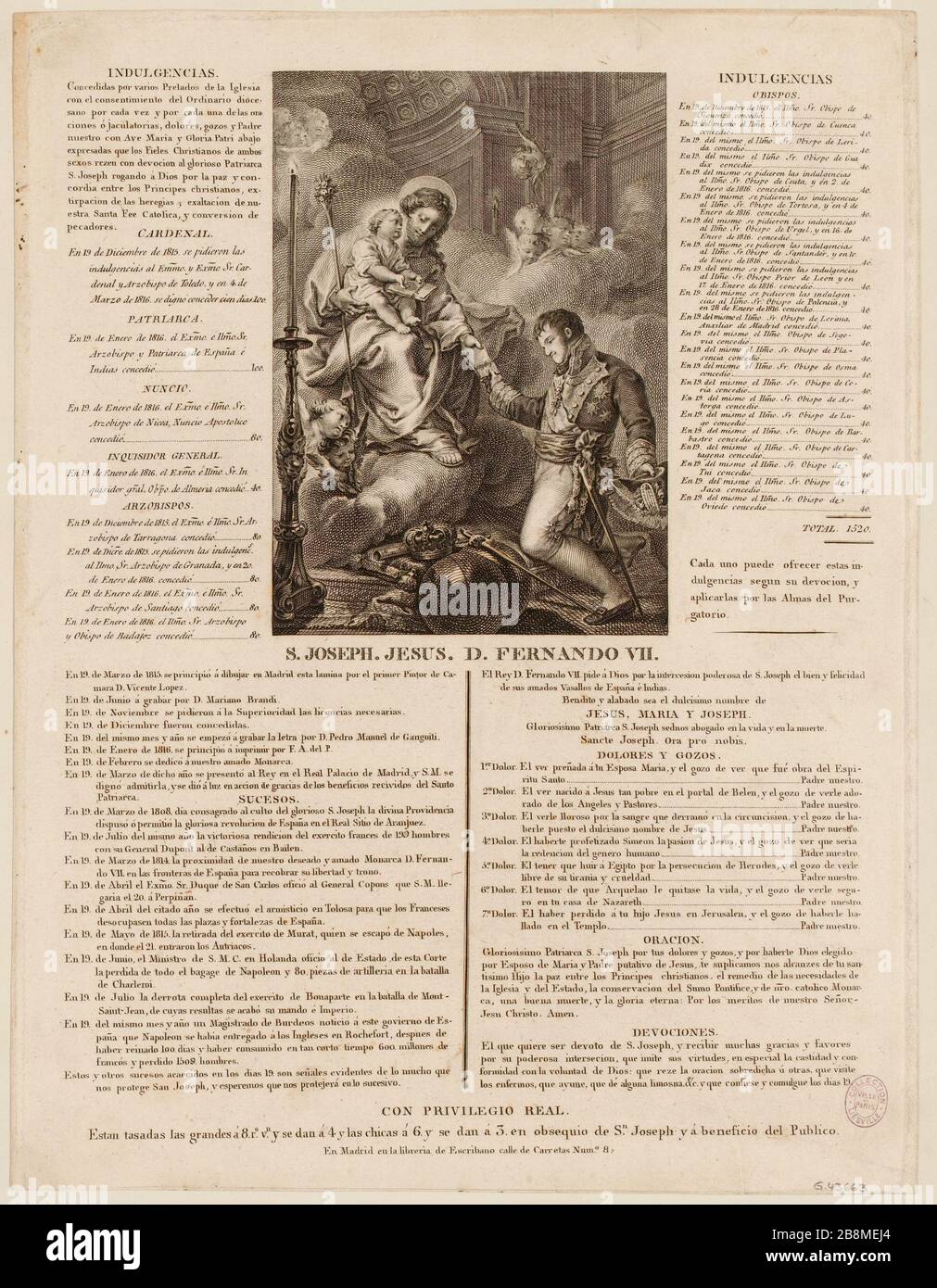 S. JOSEPH.JESUS.DFERNANDO.VII(TI) Banque D'Images