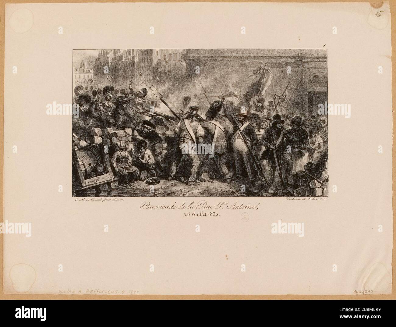 Barricade dans la rue St Antoine./28 juillet 1830. (TI) Banque D'Images
