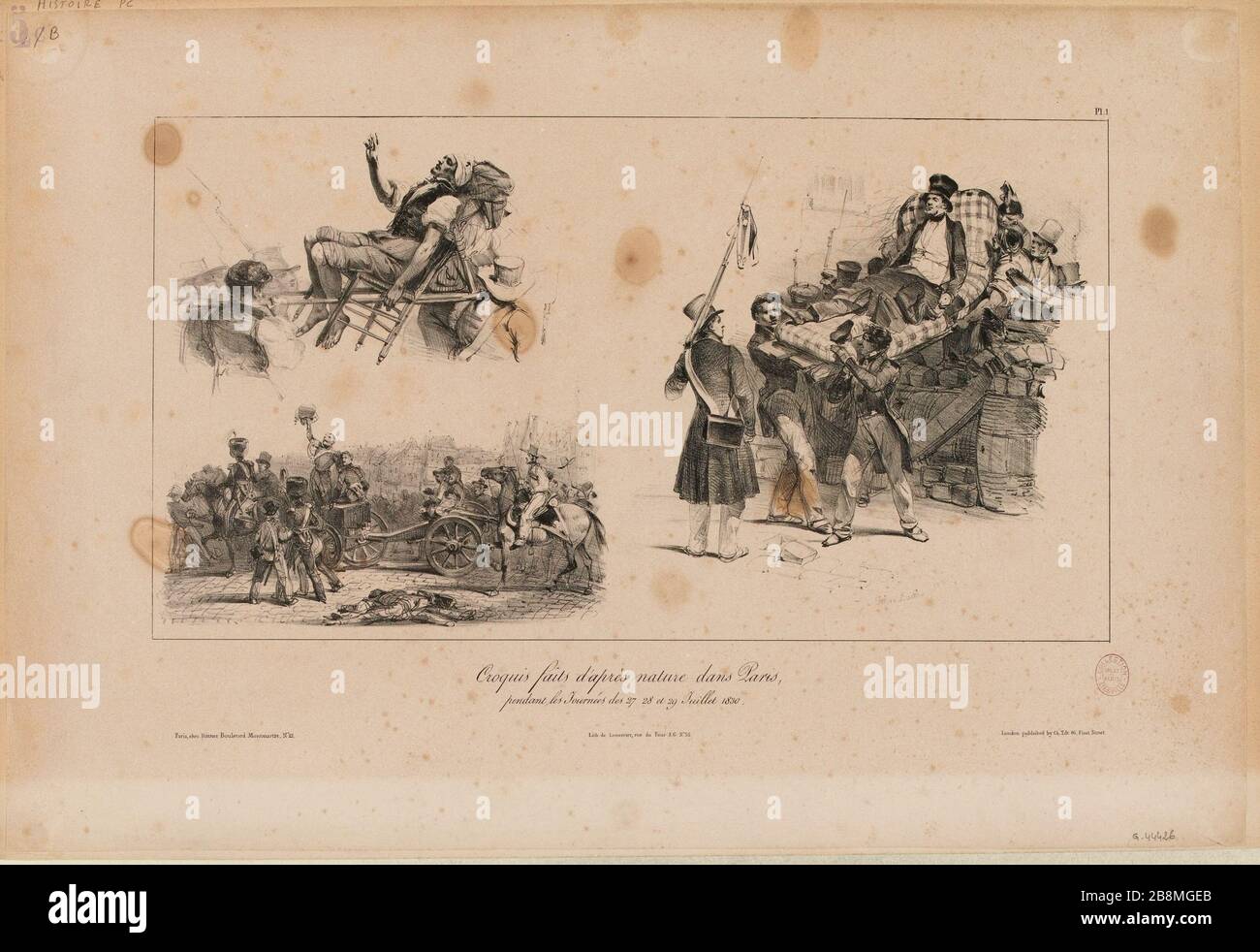 Croquis de la nature réalisés à Paris, / aux jours 27, 28 et 29 juillet 1830. / PL.1. (IT) Banque D'Images