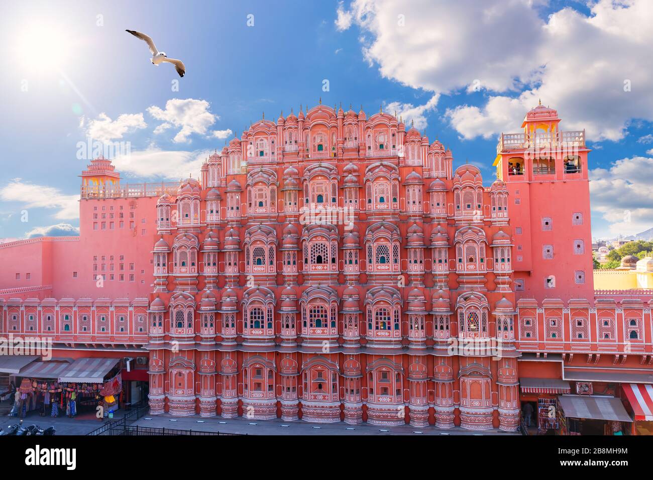 Palais Hawa Mahal en Inde, Ville rose de Jaipur Banque D'Images