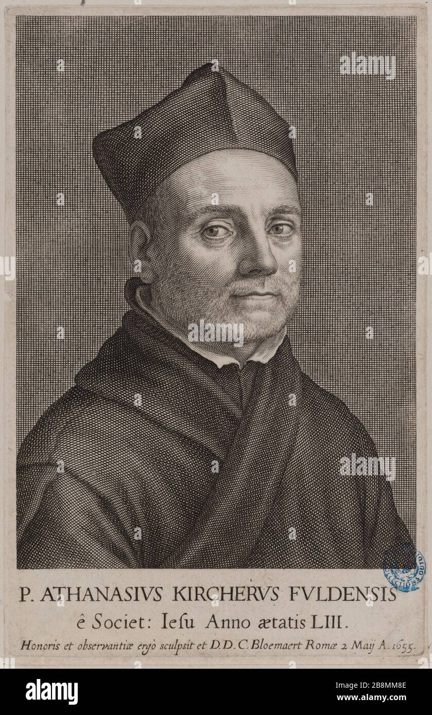 Portrait d'Athanasius Kircher (Dutuit p. 42, le Blanc 246) Cornelis II Bloemaert, dit le Jeune (1603-1692). Portrait de Athanase Kircher (Dutuit p. 42, le Blanc 246). Burin, 2 mai 1655. Musée des Beaux-Arts de la Ville de Paris, petit Palais. Banque D'Images