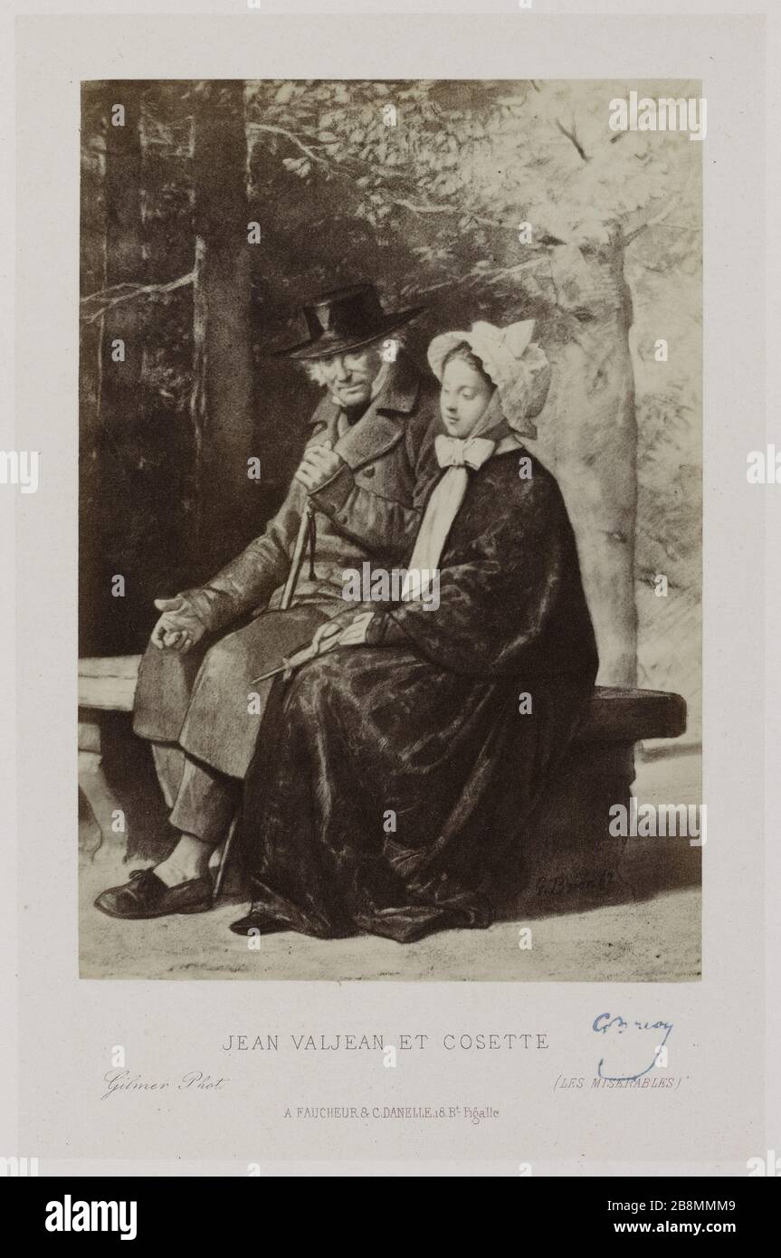 Jean Valjean et Cosette Gustave Brion (1824-1877). Illustration des oeuvres comtes 'les Misérabless' de Victor Hugo. 'Jean Valjean et Cosette'. Photo de Gilmer. Rage sur papier alluminé. 1862. Paris, Maison de Victor Hugo. Banque D'Images