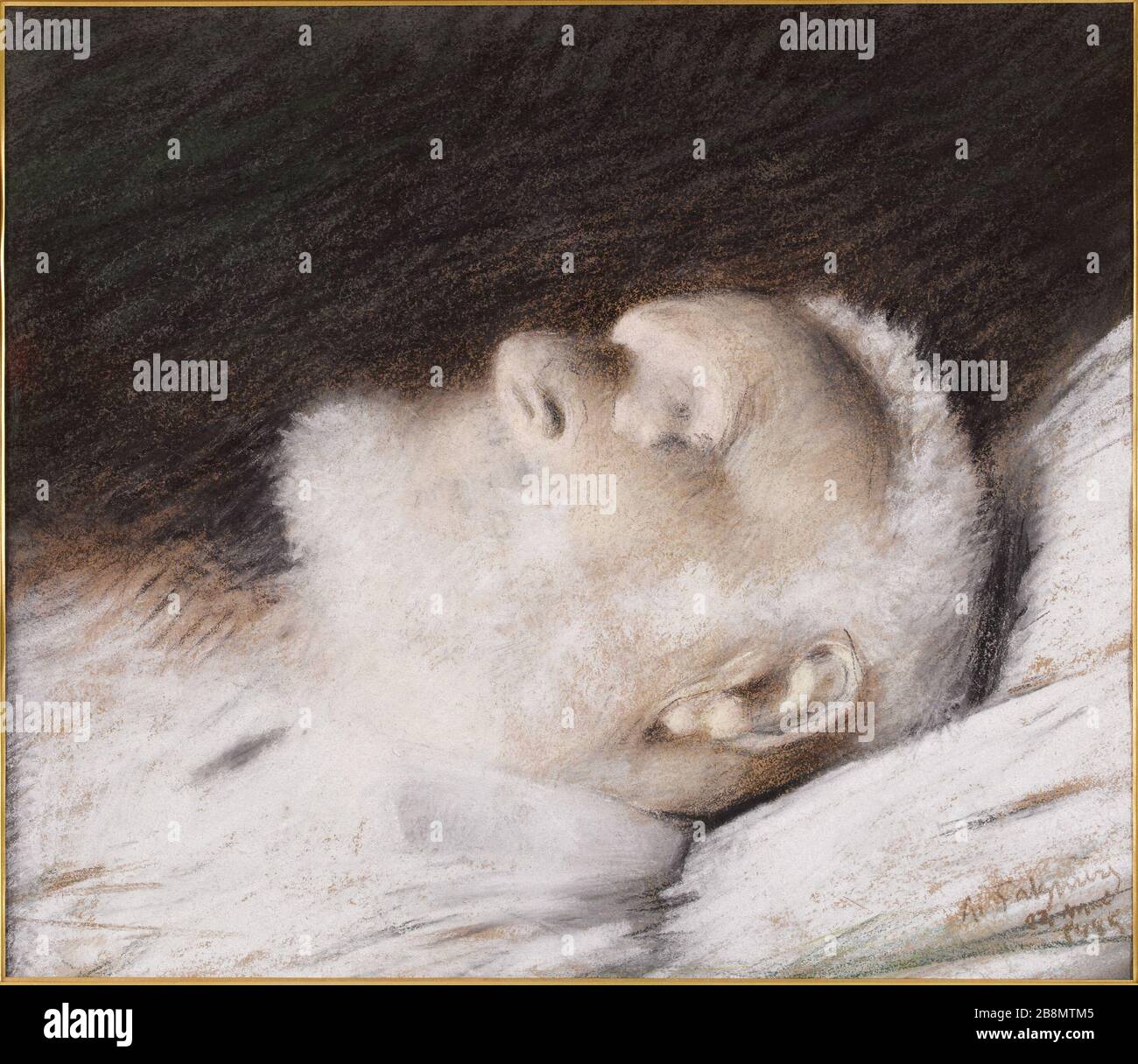 Victor Hugo sur son lit de mort Alexandre Jean Joseph Falguière (1831-1900). Victor Hugo sur son éclairé de mort. Pastel sur papier. 1885. Paris, Maison de Victor Hugo. Banque D'Images