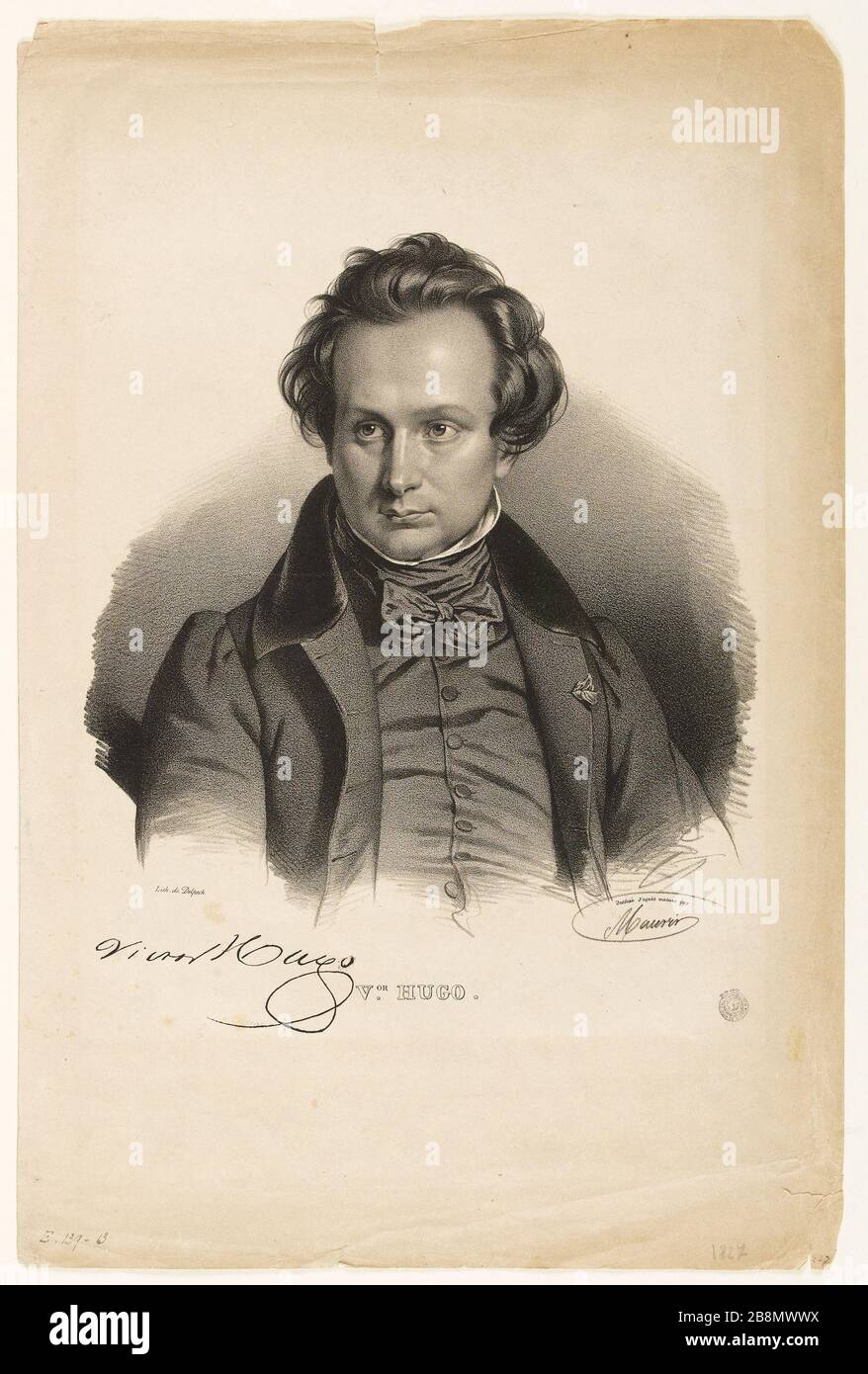 Victor Hugo Antoine Maurin (1793-1860). 'Victor Hugo'. Lithographie sur papier. 1833. Paris, Maison de Victor Hugo. Banque D'Images