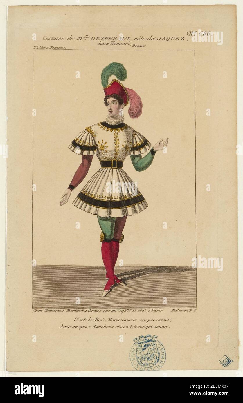 Costume Miss Boileau, Jaquez rôle à Hernani, Drama Banque D'Images