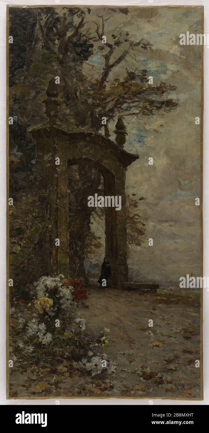 Esquisse pour les escaliers de l'Hôtel de ville du Festival : un coin de l'ancien Armand Charnay de Passy (1844-1915). « une pièce du vieux Passy ». Esquisse pour l'escalier des Fêtes de l'Hôtel de Ville. Huile sur étoile, 1892. Musée des Beaux-Arts de la Ville de Paris, petit Palais. Banque D'Images