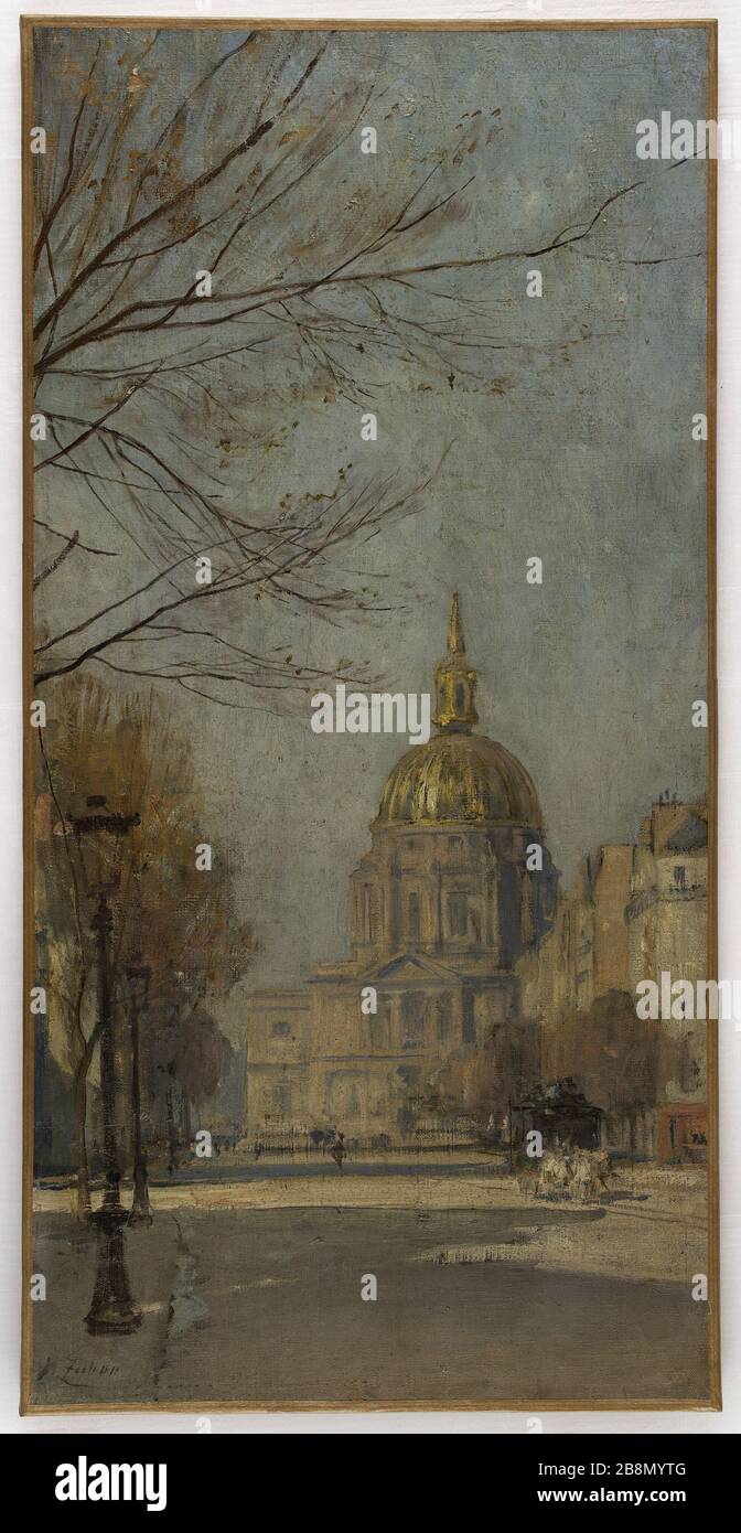 Croquis des escaliers du Festival City Hall Boulevard des Invalides Henri Zuber (1844-1909). « Boulevard des Invalides ». Esquisse pour l'escalier des Fêtes de l'Hôtel de Ville. Huile sur étoile, 1890. Musée des Beaux-Arts de la Ville de Paris, petit Palais. Banque D'Images