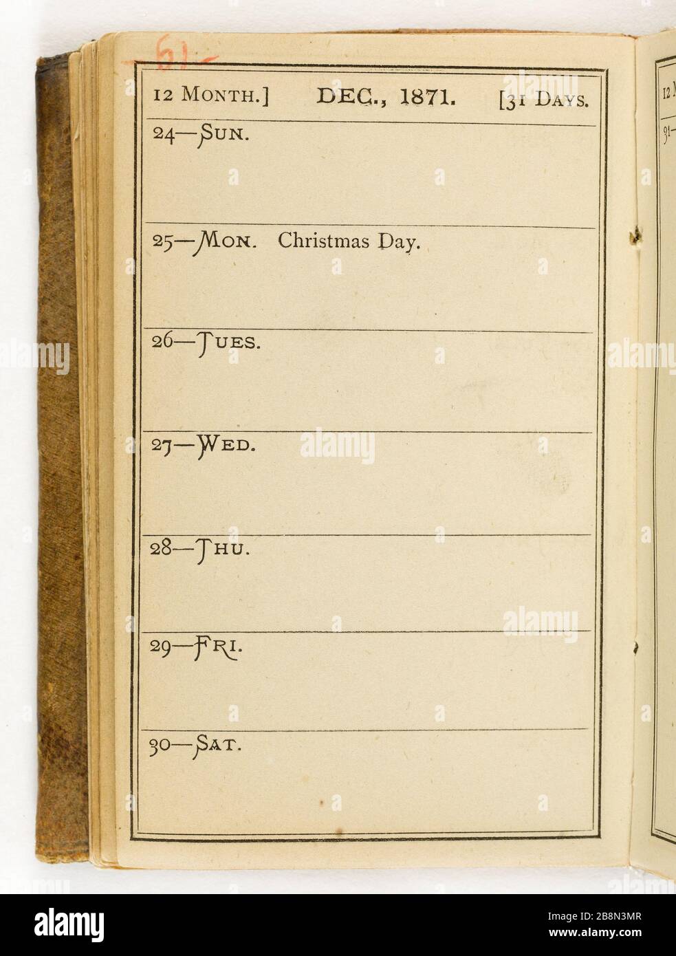 Peu plus de 88 pages 2 ordre du jour Jean-Baptiste Carpeaux (1827-1875). Petit agenda (88 plus 2 pages). Réliure en forme de rapporteur de maroquin brun. Pages vierges, une page par semaine, papier blanc. Notes critmanuches au crayon graphite. Pages numériques au stylo bic rose. 1871. Musée des Beaux-Arts de la Ville de Paris, petit Palais. Banque D'Images