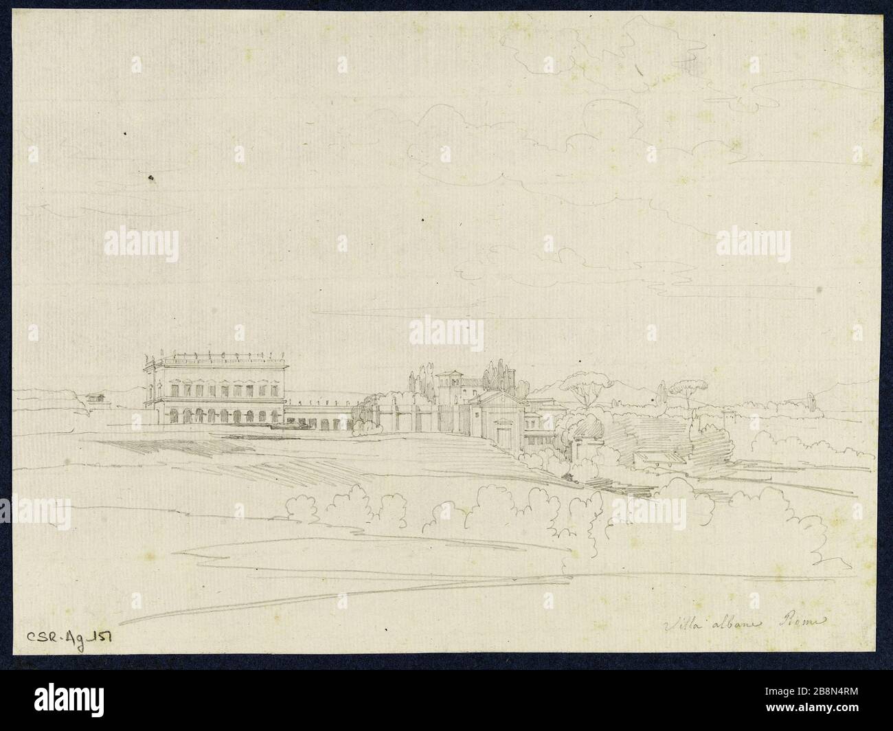Vue sur la Villa Albani à Rome René Marjoin (1812-1895). Vue sur la Villa Albane à Rome. Crayon graphite sur papier vergé. Paris, musée de la vie romantique. Banque D'Images Vue sur la Villa Albani à Rome René Marjoin (1812-1895). Vue sur la Villa Albane à Rome. Crayon graphite sur papier vergé. Paris, musée de la vie romantique. Banque D'Images