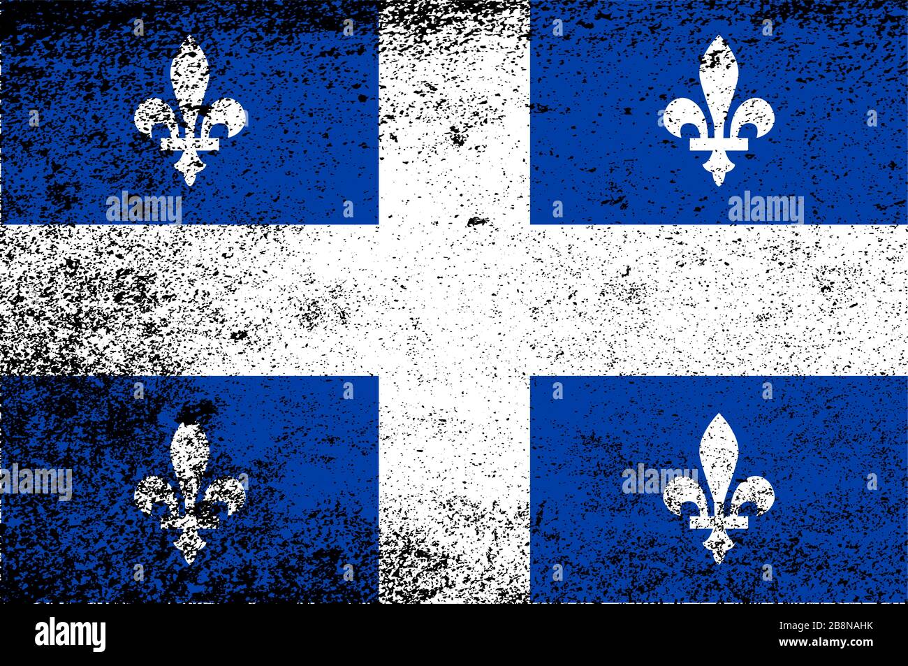 Drapeau régional du Québec Canada avec motif et drapeau de syndicat avec grunge FX ajouté Illustration de Vecteur