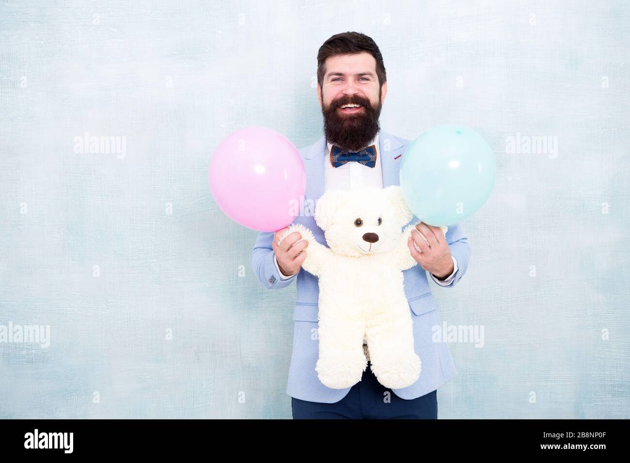 Ours En Peluche Et Montgolfiere Ambiance Romantique Fete D Anniversaire Surprise Plein De Bonheur Hipster Gai En Veste Et Cravate Cadeau Pour Un Evenement Special Pret Pour La Date D Amour Cadeau Romantique Pour