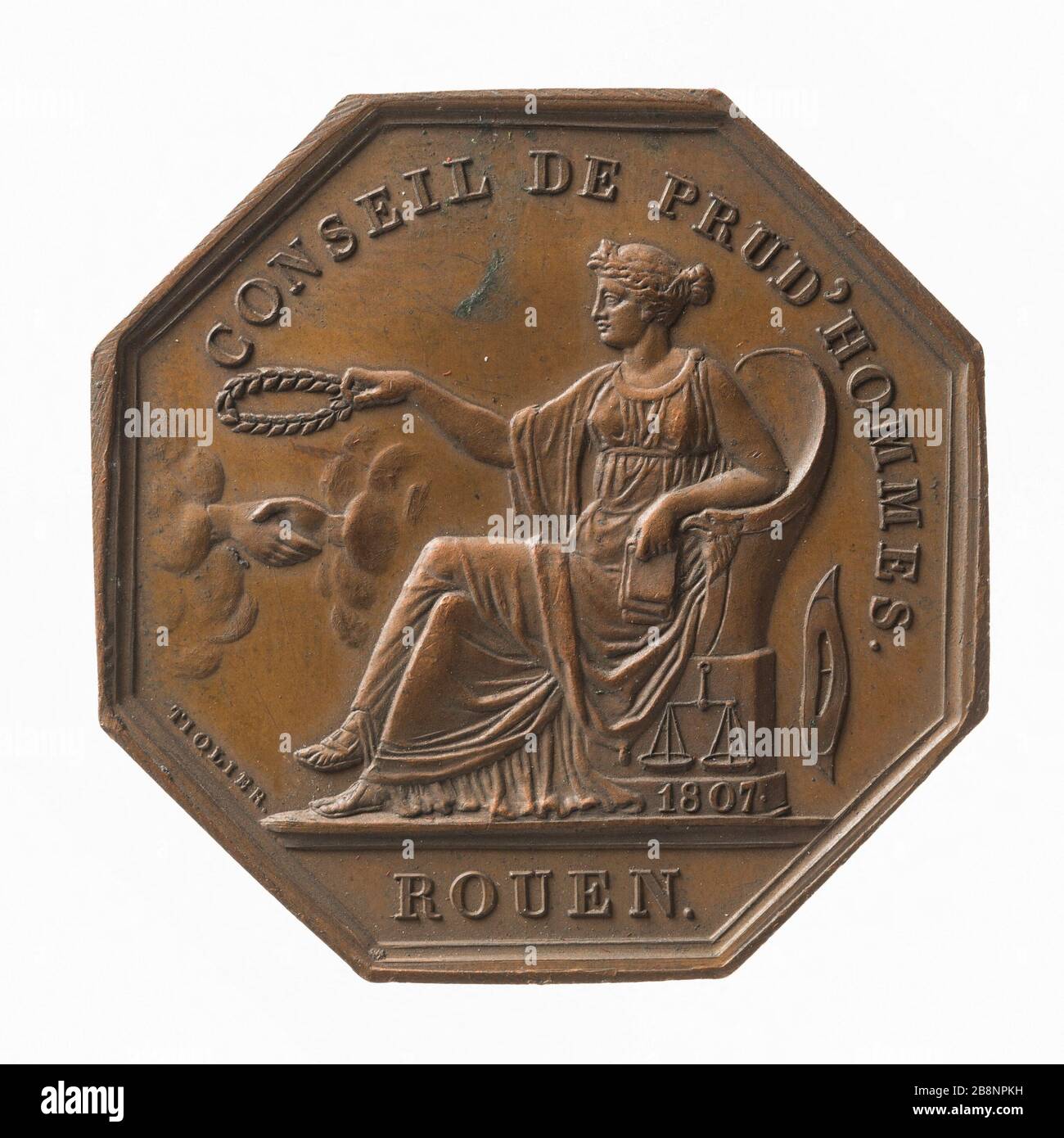 Cour du travail de Rouen, 1813 Tiolier, Nicolas-Pierre. « Conseil de prud'hommes de Rouen, 1813 ». Bronze. 1813-1813. Paris, musée Carnavalet. Banque D'Images