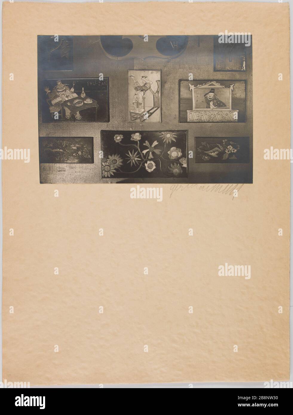 Photos des chambres de la maison de Victor Hugo, 1900-1930: Vente au détail de la vie chinoise. 'Les de la maison de Victor Hugo, 1900-1930 : queue du salon chinois'. Photographie anonyme. Rage au gélatino-bromure d’argent. 1920-1940. Paris, Maison de Victor Hugo. Banque D'Images