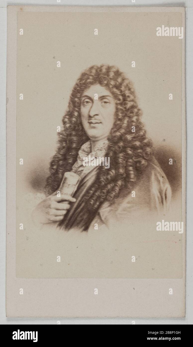 Portrait de Jean-Baptiste Lully, (1633-1687), (compositeur) Portrait de Jean-Baptiste Lully (1633-1687), compositeur français. Carte de visite (recto). Photographie anonyme. Rage sur papier alluminé. 1860-1890. Paris, musée Carnavalet. Banque D'Images