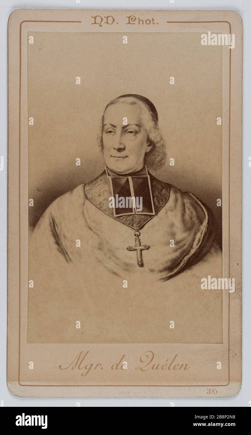 Portrait du comte Hyacinthe-Louis de Quélen (1778-1839), évêque et archevêque de Paris. Portrait du comte Hyacinthe-Louis de Quélen (1778-1839), prélat et archevêque de Paris. Carte de visite (recto). Photographie anonyme. Rage sur papier alluminé, 1860-1890. Paris, musée Carnavalet. Banque D'Images