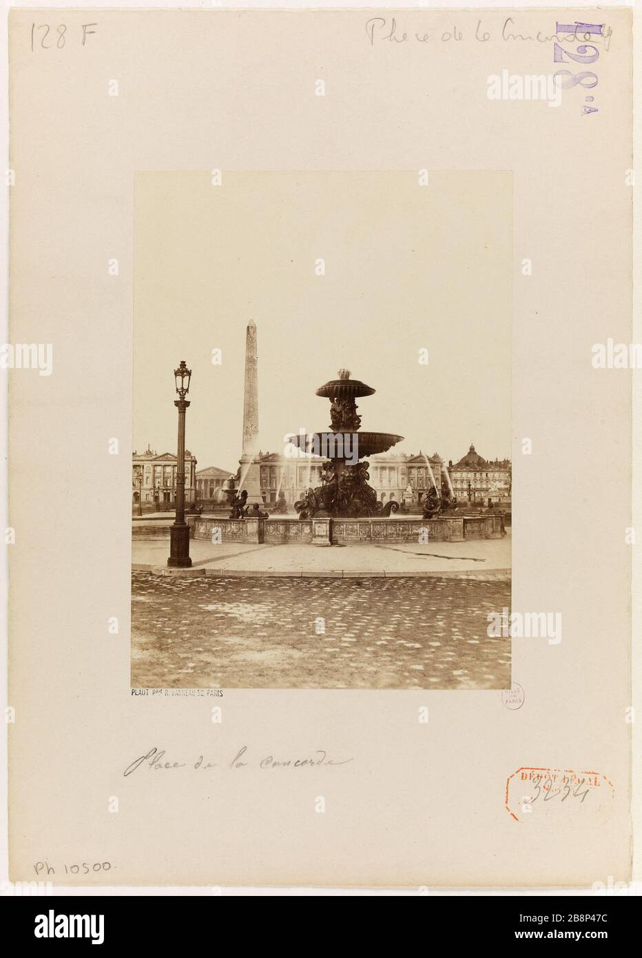 Place de la Concorde, 8ème arrondissement, Paris. Place de la Concorde, Paris (VIIIIarr.). Photo de Charles Henri Plaut. Rage sur papier alluminé. Entre 1860 et 1890. Paris, musée Carnavalet. Banque D'Images