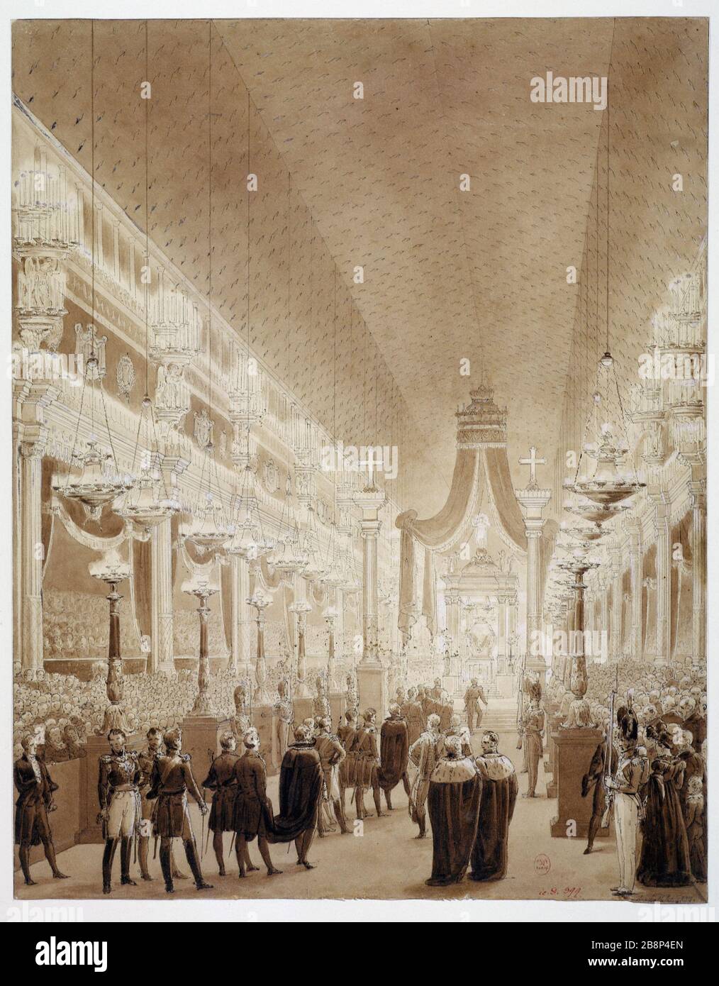 Les funérailles de Louis XVIII à Saint-Denis en 1824 Charles Abraham Chasselat (1782-1843). 'Les funérailles de Louis XVIII à Saint-Denis en 1824'. Dessert. Paris, musée Carnavalet. Banque D'Images