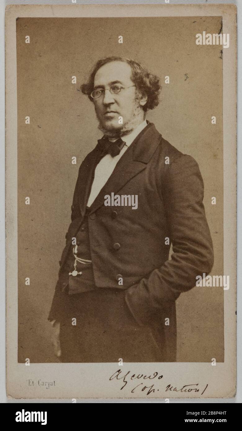 Portrait d'Alexis Azevedo (1813-1875), (critique de musique et flûtiste) Portrait d'Alexis Azevedo (1813-1875), (critique musicale et flûtiste). Carte de visite (recto). Photo de Carjat & Cie. Tirage sur papier alluminé. 1870-1890. Paris, musée Carnavalet. Banque D'Images