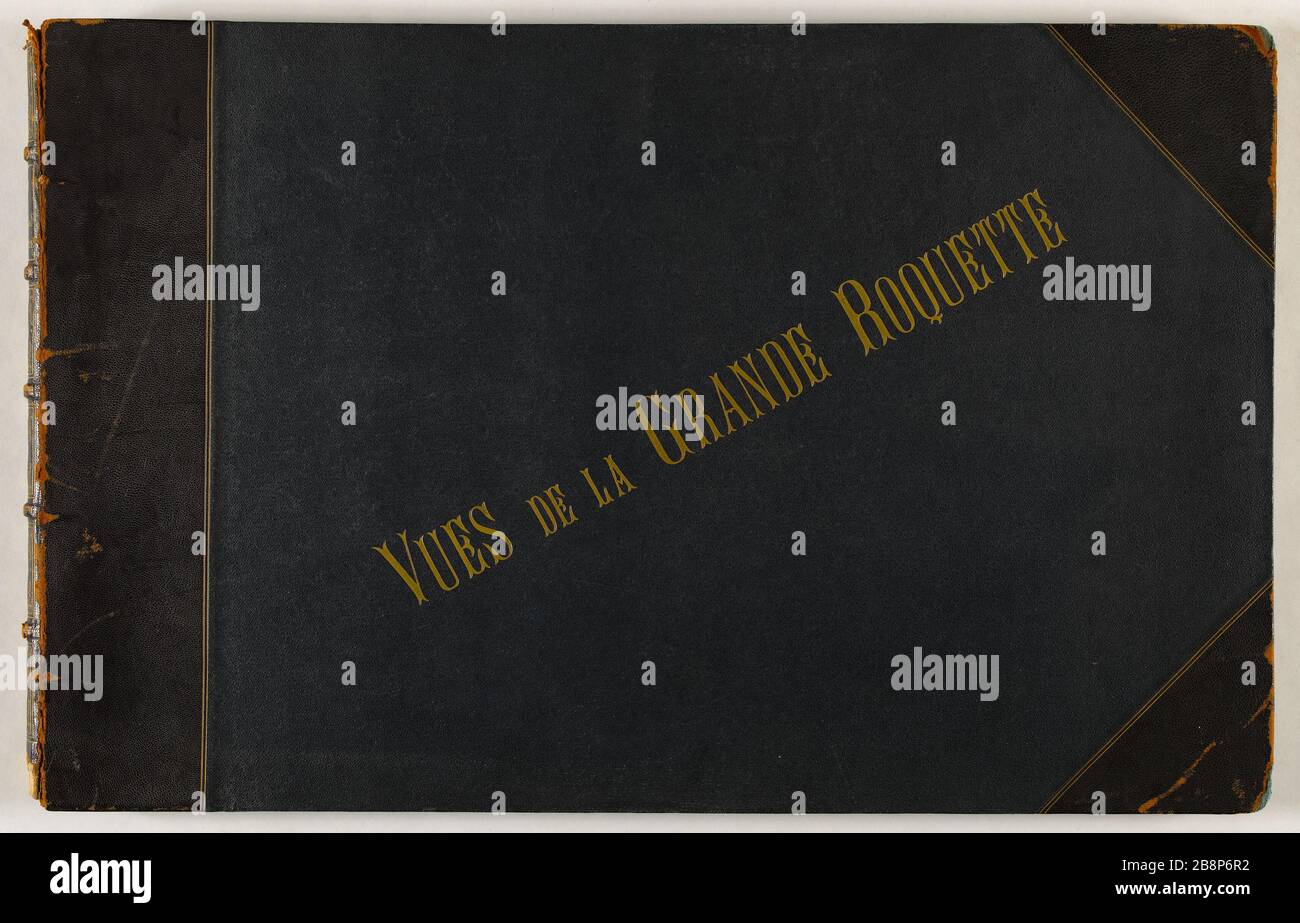 COUVRIR L'ALBUM DE LA GRANDE FUSÉE Couverture de l'album sur la grande Roquette. Photo. Décembre 1898 ?. Paris, musée Carnavalet. Banque D'Images