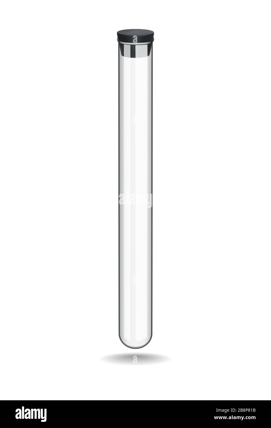 Tube de test en verre de laboratoire avec bouchon en caoutchouc. Chimie,  biologie, médecine et produits pharmaceutiques. Équipement de recherche et  d'analyse. Objet sur un Image Vectorielle Stock - Alamy