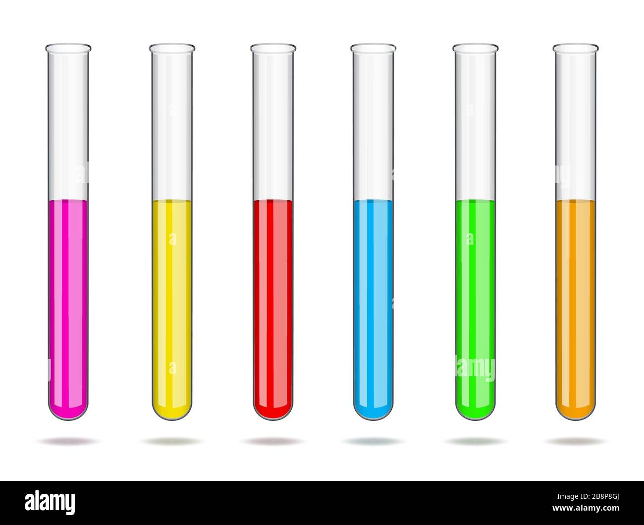 Jeu de tubes à essai en verre de laboratoire avec des liquides de  différentes couleurs. Études de laboratoire en chimie et biologie, analyses  en médecine et Image Vectorielle Stock - Alamy