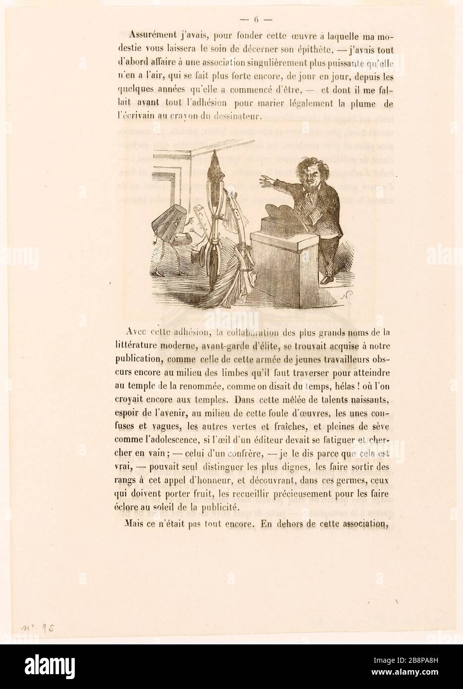 Balzac épousant un stylo et un crayon Nadar (Gaspard-Félix Tournachon, dit) (1820-1910). 'Balzac mariant une plume et un porte-mine'. Balzac, Honoré de (1799-1850). Gravité. 1850. Paris, Maison de Balzac. Banque D'Images