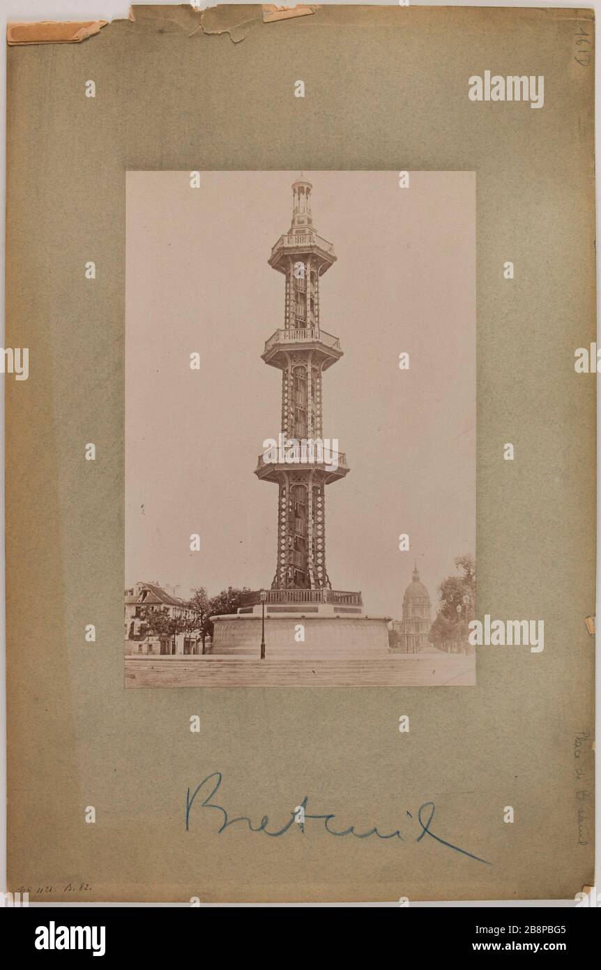 Grenelle artésienne, 15ème arrondissement. Puits artíen de Grenelle. Paris (XVe arr. ). Photo de Pierre Emonds (1831-1912). Papier aluminé. Paris, musée Carnavalet. Banque D'Images