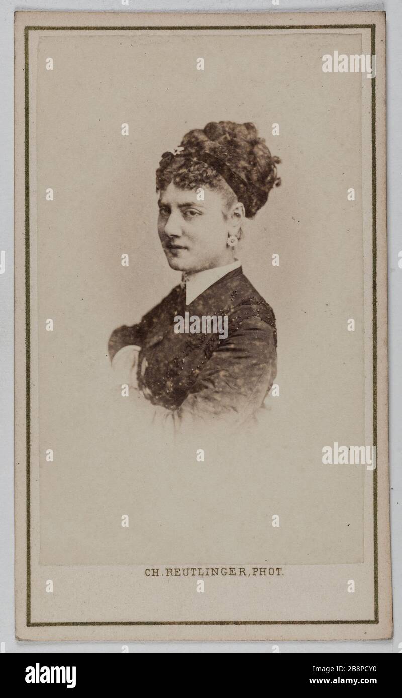 Portrait de Delphine Lissy ou Lizy (actrice) Portrait de Delphine de Lissy ou Lizy, actrice. 1860-1890. Carte de visite (recto). Rage sur papier alluminé. Photo de Charles Reutlinger (1816-1880). Paris, musée Carnavalet. Banque D'Images