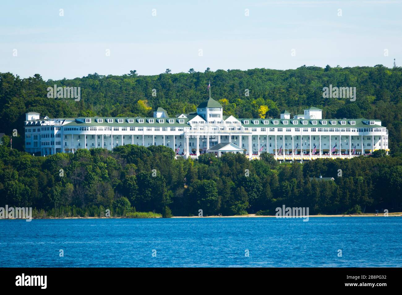 Le Grand Hôtel sur l'île Mackinac situé dans le lac Huron, Michigan, USA. Banque D'Images