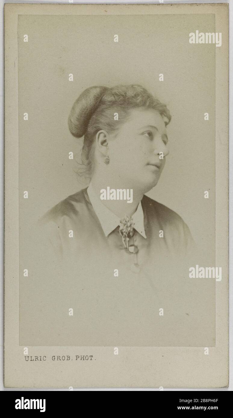Portrait de Little Mary (actrice) Portrait de petit Marie, actrice. Carte de visite (recto). Photographie d'Ulric Grob (actif à partir de 1861). Rage sur papier alluminé, 1860-1890. Paris, musée Carnavalet. Banque D'Images