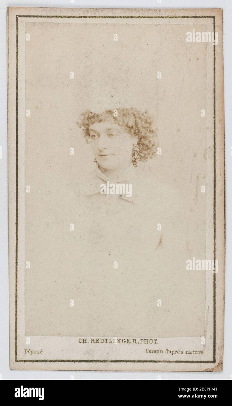 Portrait de Louise Vaissière (1844-1874), appelée Lise Tautin, actrice et chanteuse. Portrait de Louise Vaissière (1844-1874), dite Lise Tautin, actrice et chaneuse. Carte de visite (recto). Charles Reutlinger (1816-1880). Rage sur papier alluminé, 1860-1890. Paris, musée Carnavalet. Banque D'Images