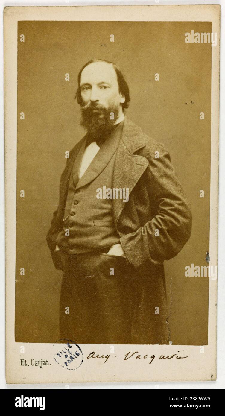 Portrait d'Auguste Vacquerie (1819-1895), écrivain, journaliste et photographe Portrait d'Auguste Vacquerie (1819-1895), écrivain, journaliste et photographe. Carte de visite (recto). Photo de Carjat & Cie. Tirage sur papier alluminé, 1860-1890. Paris, musée Carnavalet. Banque D'Images