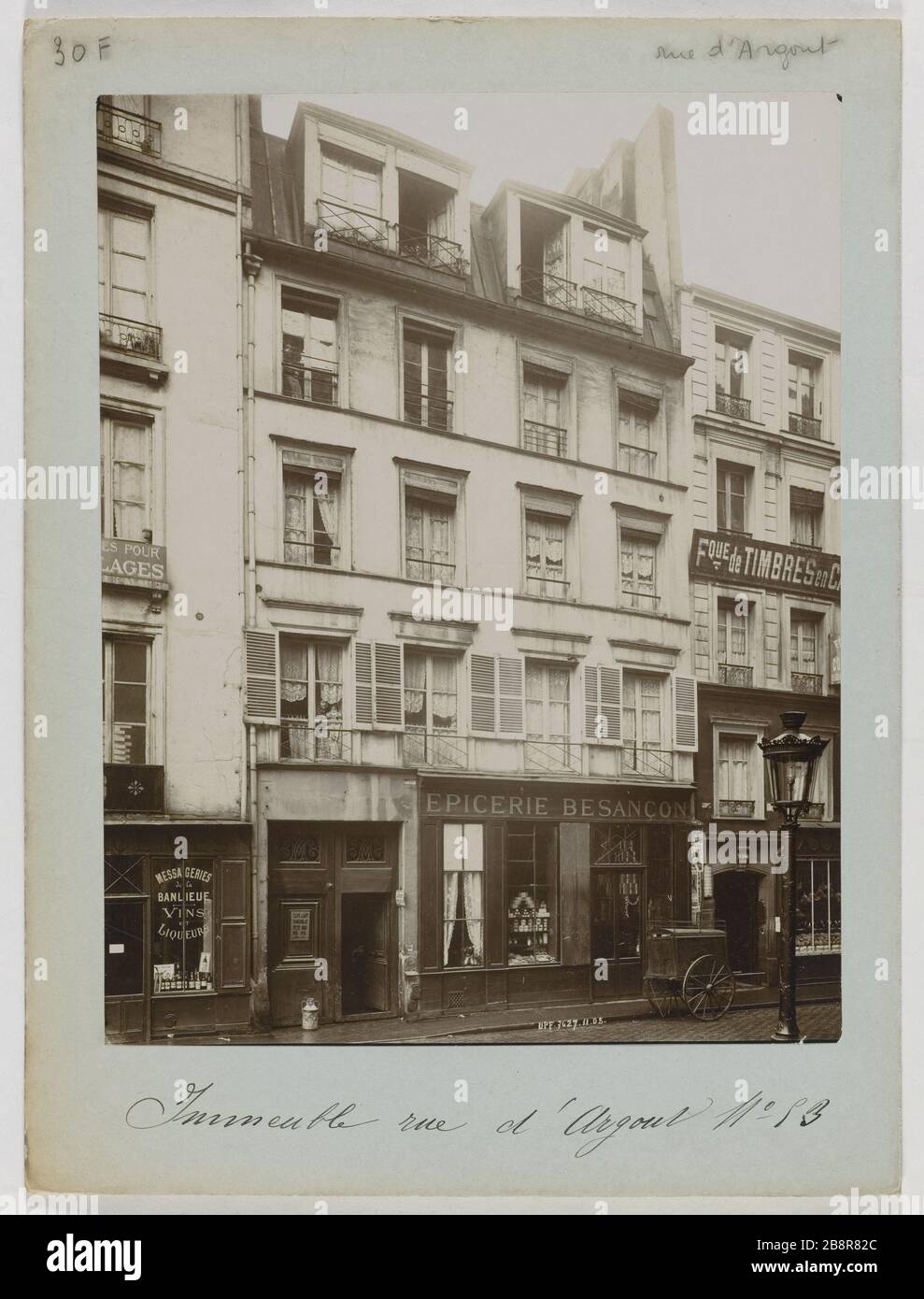 BÂTIMENT, 53 RUE Argout, 2ÈME ARRONDISSEMENT, PARIS Immeuble, 53 rue d'Argout. Paris (IIème arr.), 1905 (novembre). Union photographique française. Paris, musée Carnavalet. Banque D'Images