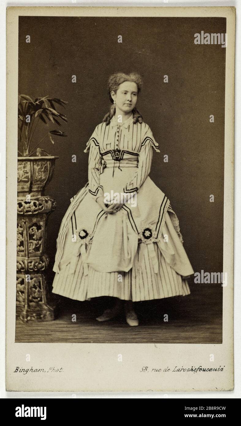 Portrait de Camille Gonthier, (chanteuse) Portrait de Gonthier Camille, chanteuse. Carte de visite (recto). Photo de Robert Jefferson Bingham (1824-1870). Rage sur papier alluminé. 1860-1890. Paris, musée Carnavalet. Banque D'Images