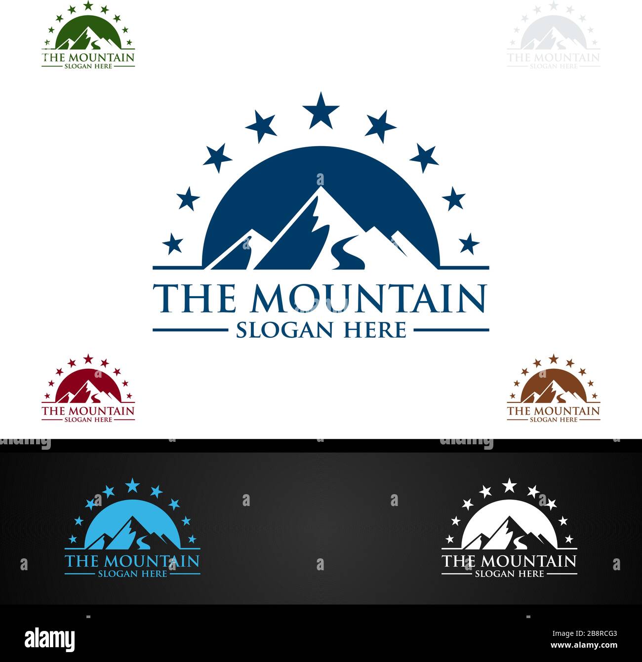 Conception de logo vectoriel de montagne, concept pour les sports naturels, l'expédition ou la photographie Illustration de Vecteur