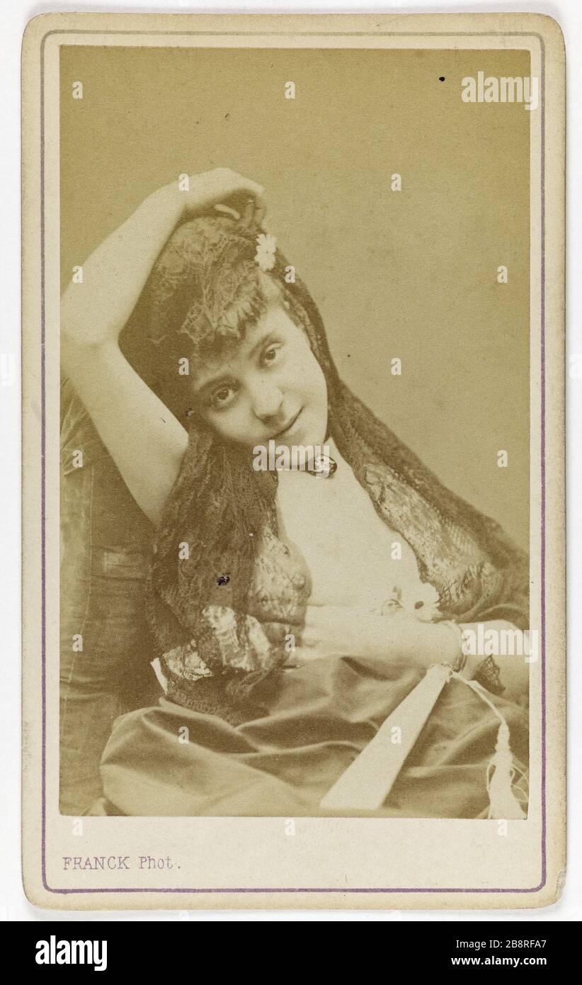 Portrait de Matilda, actrice Folies Marigny et la variété Théâtre. François Marie-Louis-Alexandre Gobinet de Villechole, dit Franck (1816-1906). Portrait de Mathilde, actrice au Théâtre des Folies Marigny et au Théâtre des Variés. Carte de visite (recto). Rage sur papier alluminé. 1860-1890. Paris, musée Carnavalet. Banque D'Images