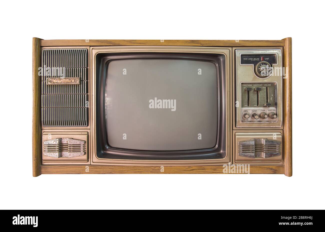 téléviseur ou télévision vintage isolé sur fond blanc. Banque D'Images