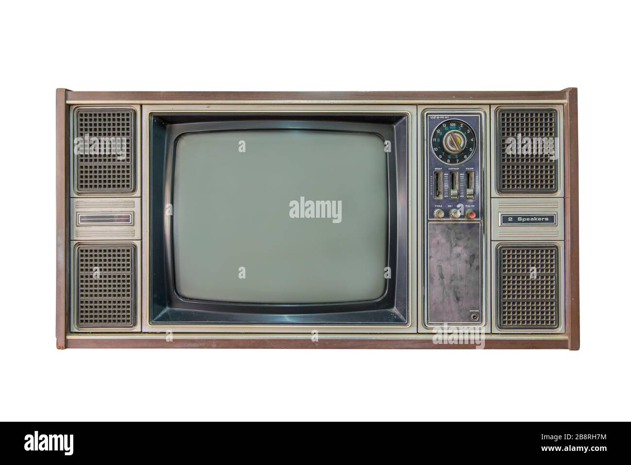 téléviseur ou télévision vintage isolé sur fond blanc. Banque D'Images