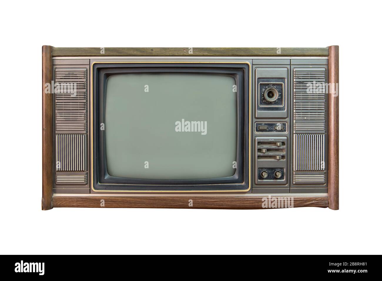 téléviseur ou télévision vintage isolé sur fond blanc. Banque D'Images