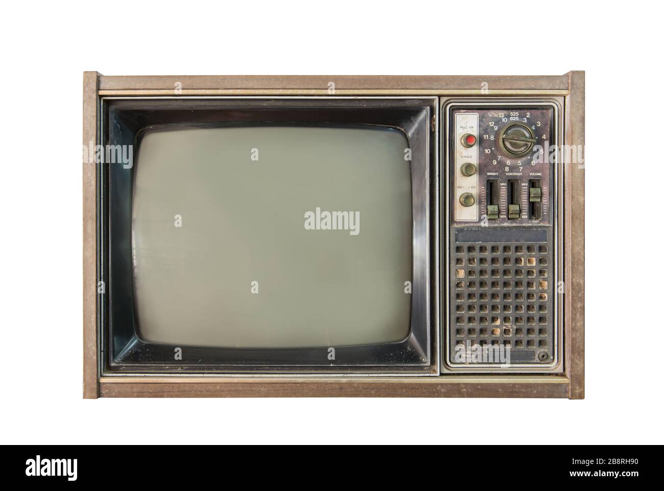 téléviseur ou télévision vintage isolé sur fond blanc. Banque D'Images