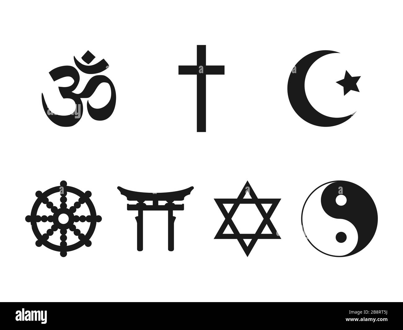 Jeu d'icônes de symboles religieux. Illustration vectorielle, conception plate. Illustration de Vecteur