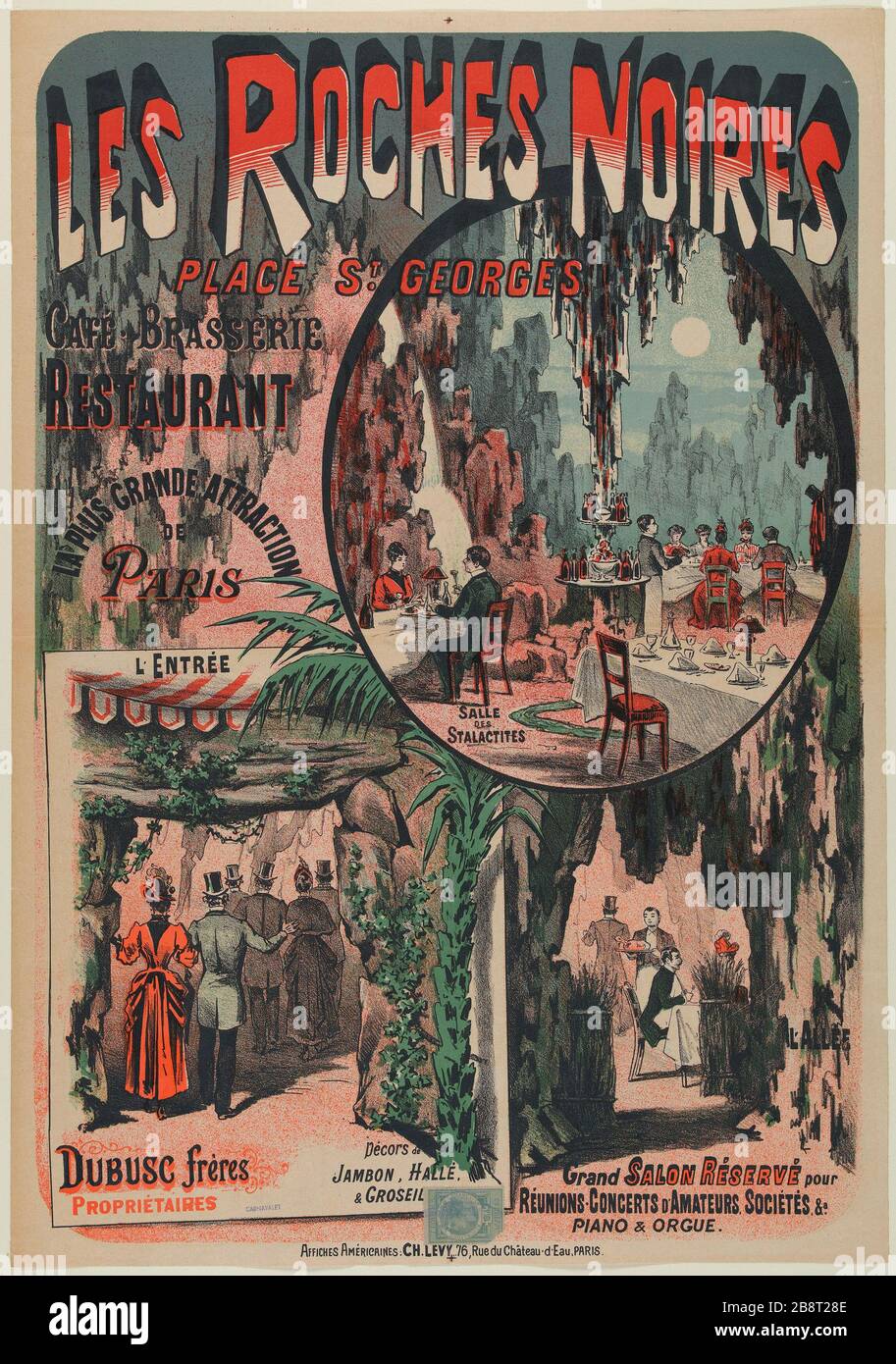 LE ROCK NOIR PLACE SAINT-GEORGES ANONYME. 'Les roches noires, place Saint-Georges'. Lithographie, 1880-1900. Paris, musée Carnavalet. Banque D'Images