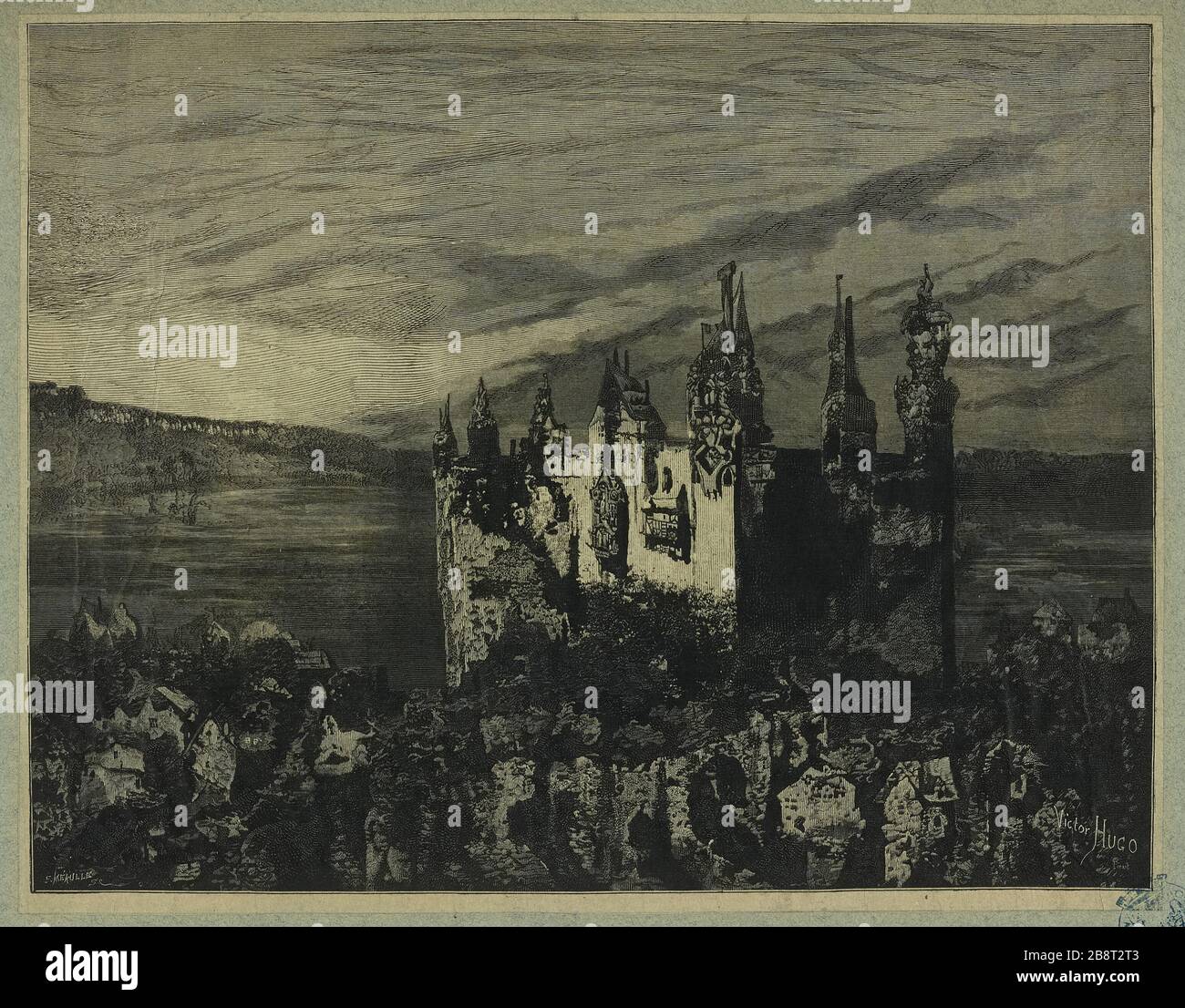 Chíteau dans une ville ruinée ou un château de Ruy Gomez de Silva Banque D'Images