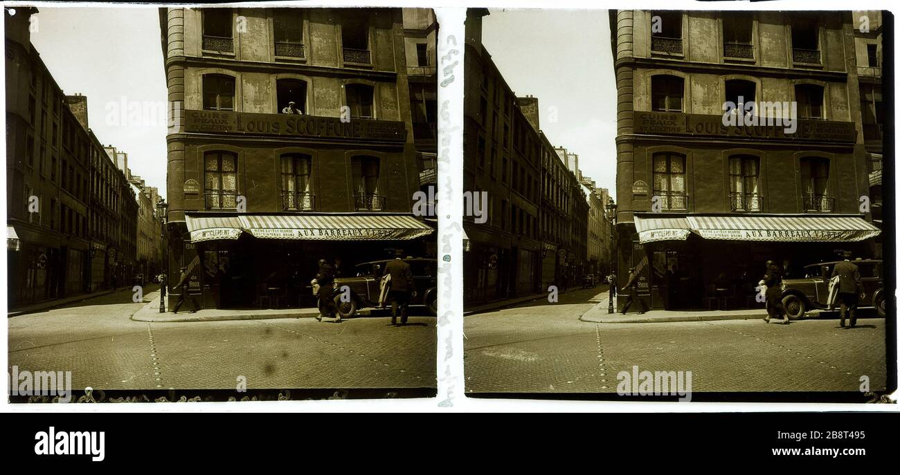 RUE BEAUBOURG RUE CAPON, 4ÈME ARRONDISSEMENT rue Beaubourg, rue Chapon, 4ème arrondissement. 1935. Photographie anonyme. Paris, musée Carnavalet. Banque D'Images